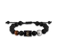 KLIFOWDY Bead Bracelet Men Volleyball Bracelets Initial Bracelet Adjustable 5.5''-10'' Mens Bracelets Beads with A-Z Letter Jewelry Gifts for Men with Card, Volleyball-E, no gemstone