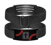 KLIFOWDY Bracelets for Men Boys Baseball Cross Bracelet Elastic Strap Stainless Steel Adjustable Bible Verse Bracelets Christian Jewelry Father's Day or Graduation Gifts, Philippians 4:13, no gemstone