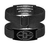 KLIFOWDY Bracelets for Men Boys Football Cross Bracelet Elastic Strap Stainless Steel Adjustable Bible Verse Bracelets Christian Jewelry Father's Day or Graduation Gifts, First Communion, Stainless