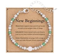 KLIFOWDY Crystal Healing Bracelets for Women Natural Stone Bracelet S925 Silver Beaded Bracelet Gemstone Anxiety Relief Good Luck Empath Protection Birthday Gift for Women Girls (New Beginnings)