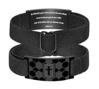 KLIFOWDY Easter Basket Filler Bracelets for Men Boys Football Cross Bracelet Elastic Band Stainless Steel Adjustable Bible Verse Bracelets Easter Christening Christian Jewelry Gifts, Joshua 1:9, No