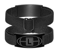 KLIFOWDY Football Gifts for Boys Men Coach Team Kids Player Initial with A-Z Letter Football Bracelets Party Favors Accessories Adjustable Jewelry Gifts, Black-V, no gemstone