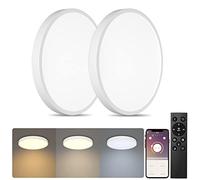 Klighten 2 Pack Dimmable LED Lamps with Remote Control and App, Modern Round White Flush Ceiling Lighting for Bedrooms and Kitchen, Ø30cm×H2cm, 2700K-6000K, 2520Lumen