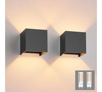 Klighten 2 Packs Modern LED Wall Lights Up and Down Wall Lamp Indoor/Outdoor Wall Sconce Lights for Living Room, Bedroom, Hallway, Warm White 3000K, Dark Grey (G9 LED Bulb Include)