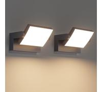 Klighten 2 Pcs 24W Outdoor Wall Light Waterproof IP65, Adjustable Aluminum LED Wall Lamp, Modern Outside Lights Mains Powered for Entrance Garden Terrace, 1500 Lumen, Anthracite, Warm White 3000K