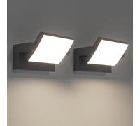 Klighten 2 Pcs 24W Outdoor Wall Light Waterproof IP65, Adjustable Aluminum LED Wall Lamp, Modern Outside Lights Mains Powered for Entrance Garden Terrace, 1500 Lumen, Anthracite, Natural White 4000K