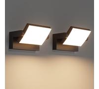 Klighten 2 Pcs 24W Outdoor Wall Light Waterproof IP65, Adjustable Aluminum LED Wall Lamp, Modern Outside Lights Mains Powered for Entrance Corridors Terrace, 1500 Lumen, Black, Warm White 3000K