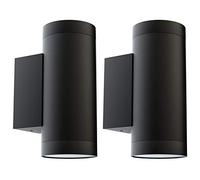 Klighten 2 pcs Black Outdoor Wall Light IP65 Up Down Outside Wall Lighting Modern Aluminum Wall Lamp for Garden Entrance Corridor Courtyard, Socket GU10, Bulb not Included
