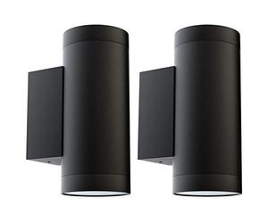 Klighten 2 pcs Black Outdoor Wall Light IP65 Up Down Outside Wall Lighting Modern Aluminum Wall Lamp for Garden Entrance Corridor Courtyard, Socket GU10, Bulb not Included