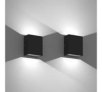 Klighten 2 Pcs LED Wall Lights 7W Outdoor Indoor Waterproof IP65, Up Down Aluminum Outside Light, Wall Lamps for Living Room Bedroom Garden Entrance, 500 Lumen, Cold White 6000K, Black