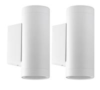 Klighten 2 pcs Outdoor Wall Light IP65 Up Down Outside Wall Lighting Modern Aluminum Wall Lamp for Garden Entrance Corridor Courtyard, Socket GU10, White, Bulb not Included