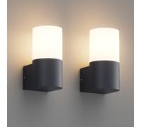 Klighten 2 Pcs Outdoor Wall Lights E27, IP65 Outside Lights Mains Powered, Aluminum Modern Exterior Wall Lamp for Garden Entrance Terraces, Bulbs not Included, Anthracite