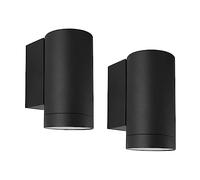 Klighten 2 pcs Outdoor Wall Lights IP65, Outside Down Lights, Exterior Wall Lighting Aluminum Modern Wall Lamp for Garden Entrance Terraces Corridor, Socket GU10, Bulbs not Included, Black (GW016)