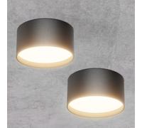 Klighten 2 Pcs Surface Mounted Ceiling Spotlight LED 18W 1029LM, Round Modern Spotlight, Aluminum Ceiling Spot for Kitchen, Hallway, Living Room, Bedroom, Warm White 3000K, Black, 6 x 12 cm