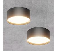 Klighten 2 Pcs Surface Mounted Ceiling Spotlight LED 24W 1672LM, Round Modern Spotlight, Aluminum Ceiling Spot for Kitchen, Hallway, Living Room, Bedroom, Warm White 3000K, Black, 6 x 15 cm