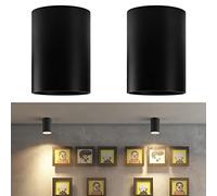 Klighten 2 pcs Surface Mounted Ceiling Spotlight Matt Black, GU10 Socket, Round Modern Single Spotlight Aluminum Ceiling Spot for Living Room, Kitchen, Hallway, 10.5 x 14.6 cm, Bulb not Included
