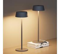 Klighten 2-Piece Dimmable LED Table Lamp, Touch Control, Metal Aluminium, IP54 Waterproof, Outdoor Portable, 3W, 5000mAh Battery, 10-24H Use, Silver