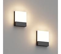 Klighten 2 Pieces 24W LED Outdoor Wall Light, Waterproof IP65 Wall lamp Outdoor/Indoor, Aluminium Modern Exterior Sconces for Terrace Garden, 1500 Lumen, Dark Grey, 2700-3000K