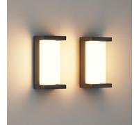 Klighten 2 Pieces LED Outdoor Wall Light, 3000 K, IP65 Outdoor Wall lamp, Aluminium Sconces, Exterior sconces for Indoor/Exterior, Suitable for House, Garden, Terrace, etc, Black