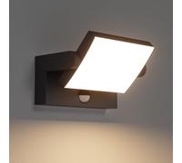 Klighten 24W Outdoor Wall Light with Motion Sensor, Waterproof IP65 Outside Lights with Sensor, Modern LED Wall Lamp with Swiveling LED Panel for Entrance, Terrace, Black, 1510 LM, Warm White 2970K