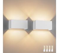 Klighten 2PCS 18W Modern LED Wall Lights Up and Down Wall Lamp Outdoor/Indoor Wall Sconce Lights, Adjustable Beam Angle, Warm White 3000K, White (G9 LED Bulb Include)