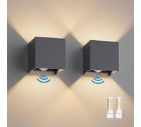 Klighten 2PCS 3000K Outdoor Wall Light with Motion Sensor, Anthracite