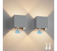 Klighten 2PCS 3000K Outdoor Wall Light with Motion Sensor, Grey