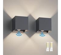Klighten 2PCS 4000K Outdoor Wall Light with Motion Sensor, Antracita