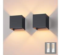 Klighten 2PCS Modern LED Wall Lights Up and Down Wall Lamp Indoor/Outdoor Sconce Lights for Living Room, Bedroom, Hallway, Warm White 3000K, Anthracite (G9 LED Bulb Included)