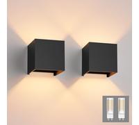 Klighten 2PCS Modern LED Wall Lights Up and Down Wall Lamp Indoor/Outdoor Wall Sconce Lights for Living Room, Bedroom, Hallway, Warm White 3000K, Black (G9 LED Bulb Include)