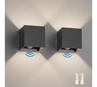 Klighten 2PCS Outdoor Wall Light with Motion Sensor, Waterproof IP54 Outside Wall Lamps with Sensor, Adjustable Beam Angle, Natural White 4000K, Dark Grey (G9 LED Bulb Include)