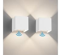Klighten 2PCS Outdoor Wall Light with Motion Sensor, Waterproof IP54 Outside Wall Lamps with Sensor, Adjustable Beam Angle, Natural White 4000K, White (G9 LED Bulb Include)