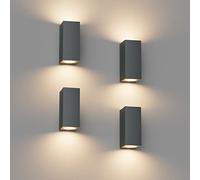 Klighten 4 Pieces Anthracite wall Light Outdoor Indoor, Waterproof IP65 Modern wall Light Outdoor, Aluminium Angular Exterior sconces, up Down GU10 Socket Exterior sconces, Without Bulb