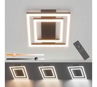 Klighten LED Ceiling Light 35W Dimmable with Remote Control, Modern Aluminium Ceiling Lamp 2 Squares for Bedroom Kitchen Corridor, 29 x 29 cm, 3000K-6000K, Black