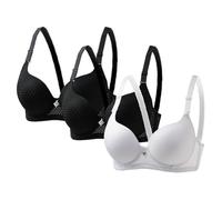 Klijuiaup 3 Pack Bras for Women Underwire Full Coverage Minimiser Push Up Everyday Bra Plus Size Breatheable Padded Bra Support Soft Comfort Lifting Ladies Bralette