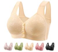 Klijuiaup Daisy Bras for Older Women Front Snap No Underwire Comfort Senior Women Everyday Bras Wireless Plus Size Push up Bra