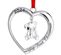 Klikel Baby's First Christmas Ornament 2024 - My First Christmas Ornament 2024 Heart with Hanging Teddy Bear - Baby First Christmas Ornament 2024-1st Christmas Baby Ornament 2024 - Baby Boy Girl