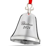 Klikel Christmas Bell Ornament 2024 - Silver Bell Christmas Ornament 2024 - Christmas Bell 2024 Ornament - Real Bell Ornament for Christmas Tree - Silver Engraved Christmas 2024-10th Annual Edition