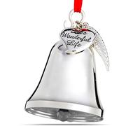 Klikel Christmas Bell Ornament with Angel Wing and Heart Charms - It's A Wonderful Life Bell Ornament- Memorial Gift