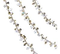 Klikel Christmas Clear Iridescent and Gold Bead Garland, Large Twist Bead String for Christmas Tree 10-feet - Set of 2 Pieces