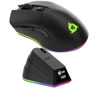 KLIM Blaze Pro Rechargeable Wireless Gaming Mouse with Charging Dock RGB & LCD Display - New Version - High-Precision Sensor and Long-Lasting Battery - Up to 6000 DPI - Great PC Gaming Mouse Wireless