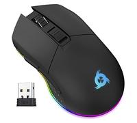 KLIM Blaze Rechargeable Wireless Gaming Mouse RGB Precision Sensor and Long-Lasting Battery - 7 Customizable Buttons - Up to 6000 DPI - Wired & Wireless Mouse for PC Mac & PS4 PS5