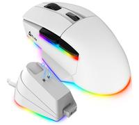 KLIM Blaze X RGB + New + Rechargeable Wireless Gaming Mouse with Charging Dock + Long-Lasting Battery + Up to 12000 DPI + Wired & Wireless Mouse PC, PS5, PS4, Mac + White