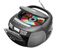 KLIM CD Player with Cassette, Cassette Player & Recorder, Radio with CD, AM/FM Radio & USB, Bluetooth, Mains and Battery Operated - Silver
