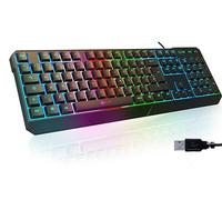 KLIM Chroma Gaming Keyboard UK Layout + Slim, Durable, Ergonomic, Quiet, Water Resistant, Silent Keys, USB + Wired Backlit Keyboard for Laptop PC Mac Gamer PS4 keyboard + NEW VERSION + Black
