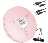 KLIM Discman Portable CD Player with Headphones, Built-in Battery - New Version - Discman Players for Home, Car - Compatible w/SD Card, CD, CDR, CDRW, MP3, WMA - 5 EQ Effects - Pink