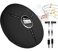 KLIM Discman Portable CD Player with Headphones, Built-in Battery - New Version - Discman Players for Home, Car - Compatible w/SD Card, CD, CD-R, CD-RW, MP3, WMA - 5 EQ Effects - Black