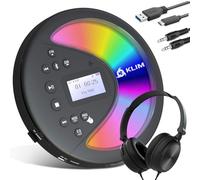 KLIM Discover with Headphones - Portable CD Player with Long-Lasting Battery - New - Radio FM - Compatible MP3 CD Player Portable - SD Card, FM Transmitter, Bluetooth - Ideal for Cars