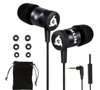 KLIM Fusion - In Ear Headphones with Mic - Excellent Audio Quality - Long-lasting Ear Buds - 5 years Assurance - Wired Headphones with Memory Foam Tips - 3.5 mm Jack - New Version - Black