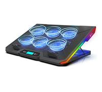 KLIM Glacier - 6 Fans Laptop Cooling Stand with RGB backlighting - 11" - 17" - Gaming Laptop Cooling Pad - New - USB Powered - Stable And Silent - For PC, Mac, PS4